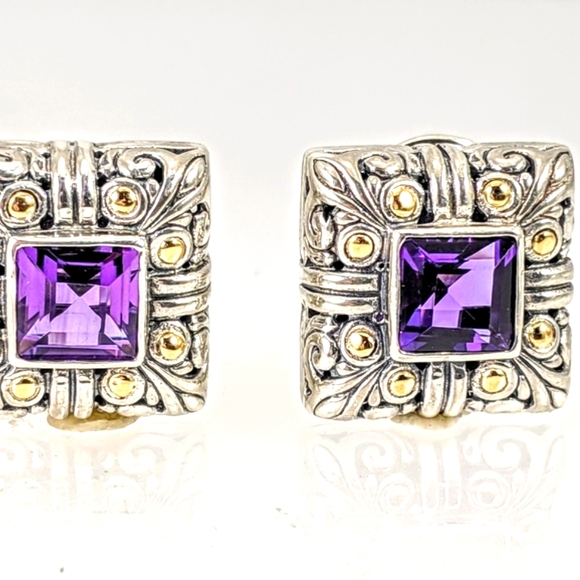 Amethyst sterling silver earrings - Picture 3 of 5